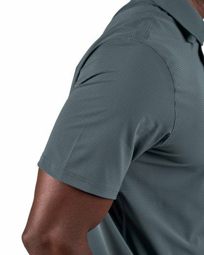 Black Clover Men's Dark Grey Mesh Performance Polo for Golf or Business