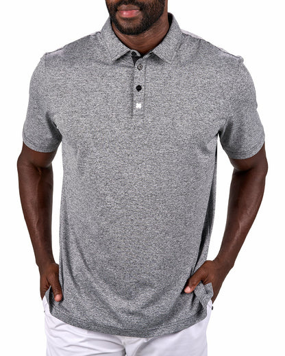 Black Clover Men's Breathable Black Performance Polo for Golf or Business