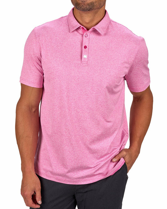 Black Clover Men's Breathable Pink Performance Polo for Golf or Business