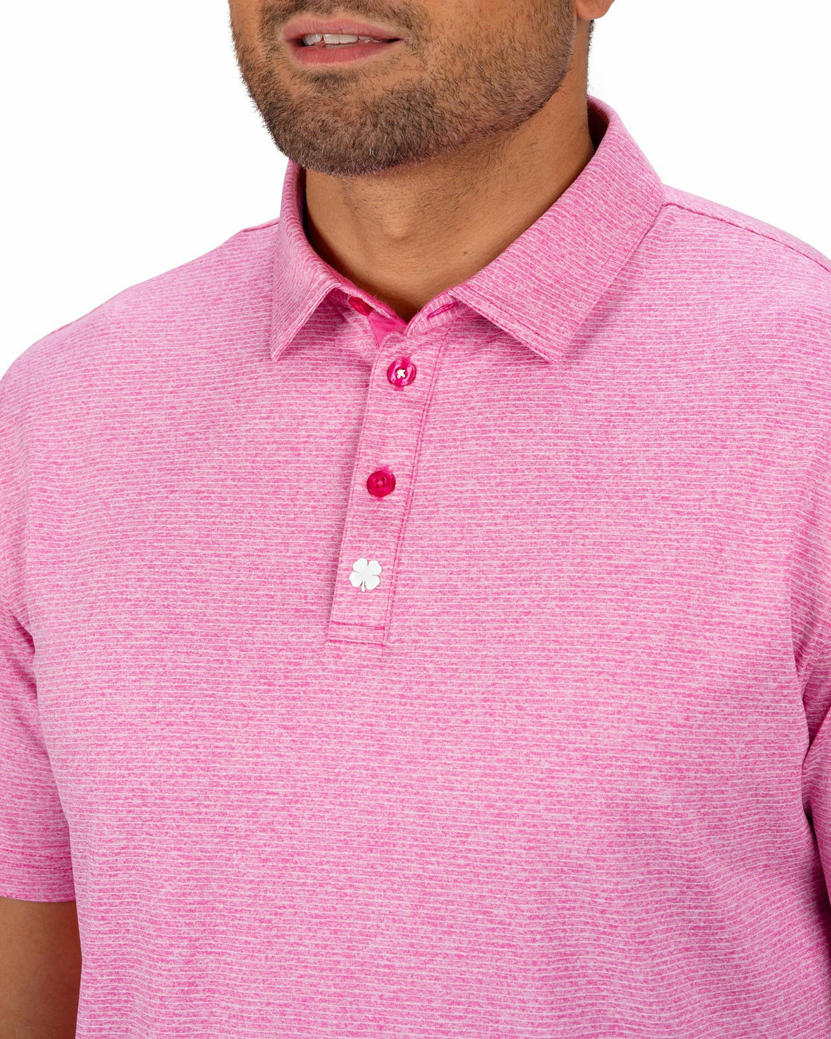 Black Clover Men's Breathable Pink Performance Polo for Golf or Business