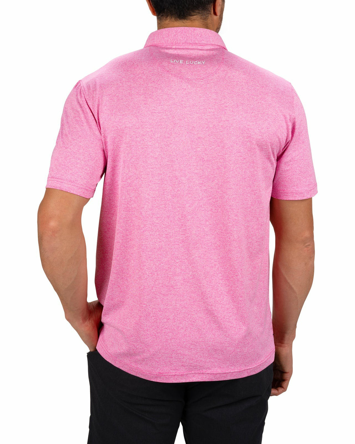 Black Clover Men's Breathable Pink Performance Polo for Golf or Business