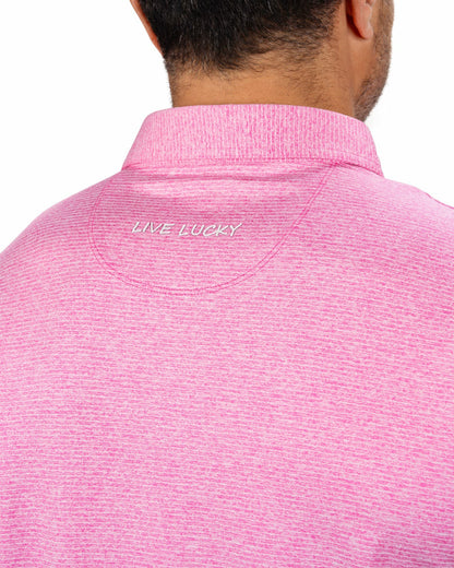 Black Clover Men's Breathable Pink Performance Polo for Golf or Business