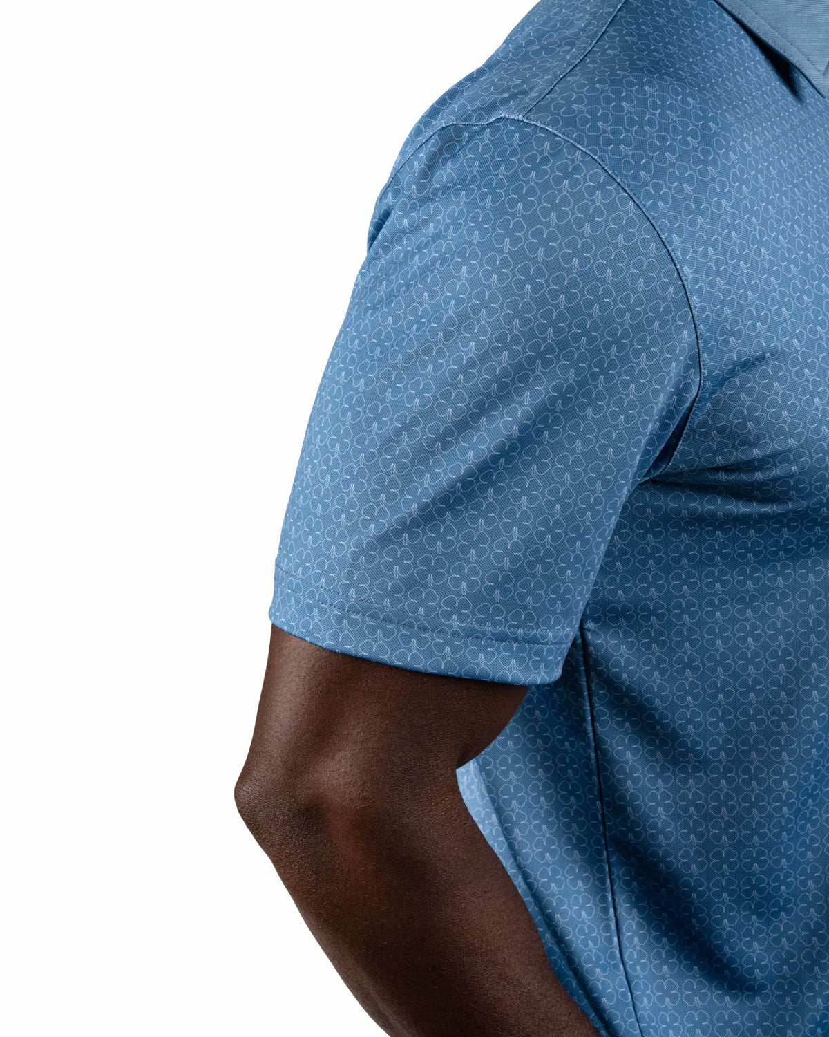 Black Clover Men's Stylish Blue Performance Polo with White Clover Pattern