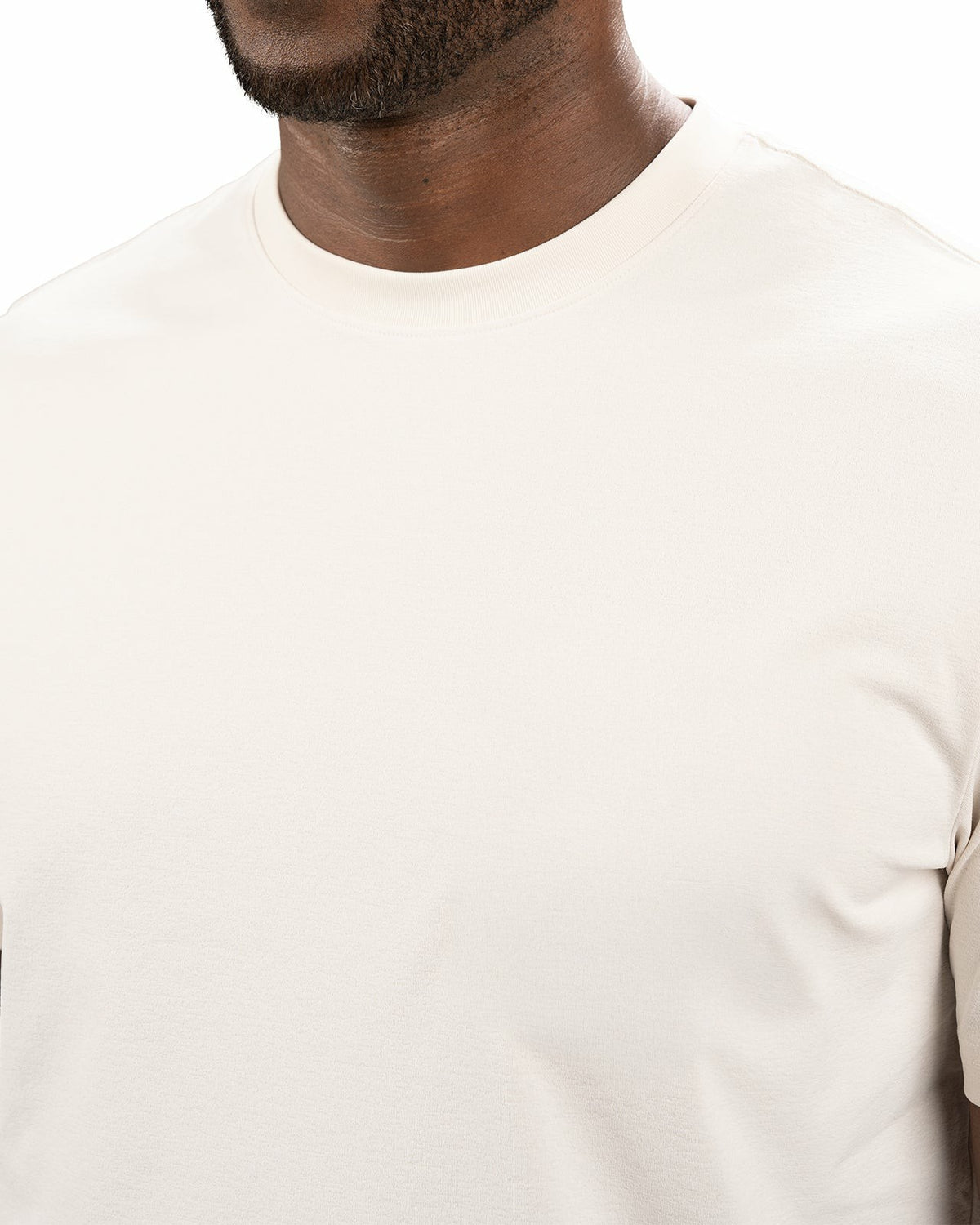 Black Clover Poly Slub Stretch Short Sleeve Cream T-Shirt