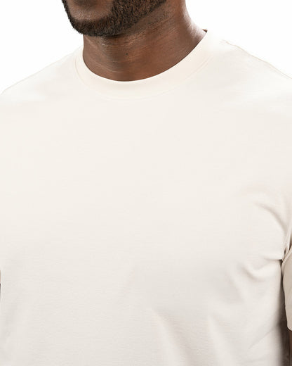 Black Clover Poly Slub Stretch Short Sleeve Cream T-Shirt