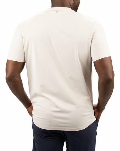 Black Clover Poly Slub Stretch Short Sleeve Cream T-Shirt