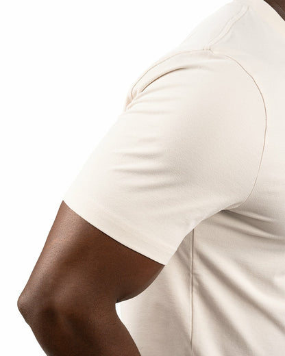 Black Clover Poly Slub Stretch Short Sleeve Cream T-Shirt