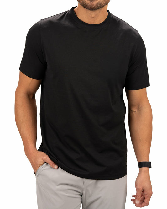 Black Clover Poly Slub Stretch Short Sleeve Black T-Shirt