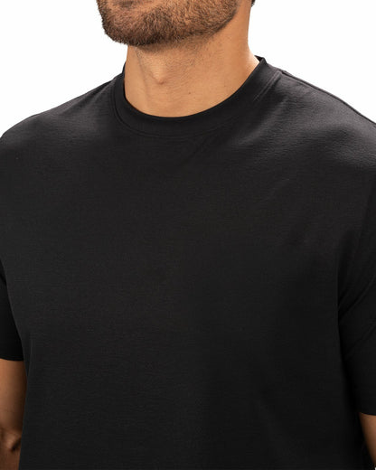 Black Clover Poly Slub Stretch Short Sleeve Black T-Shirt