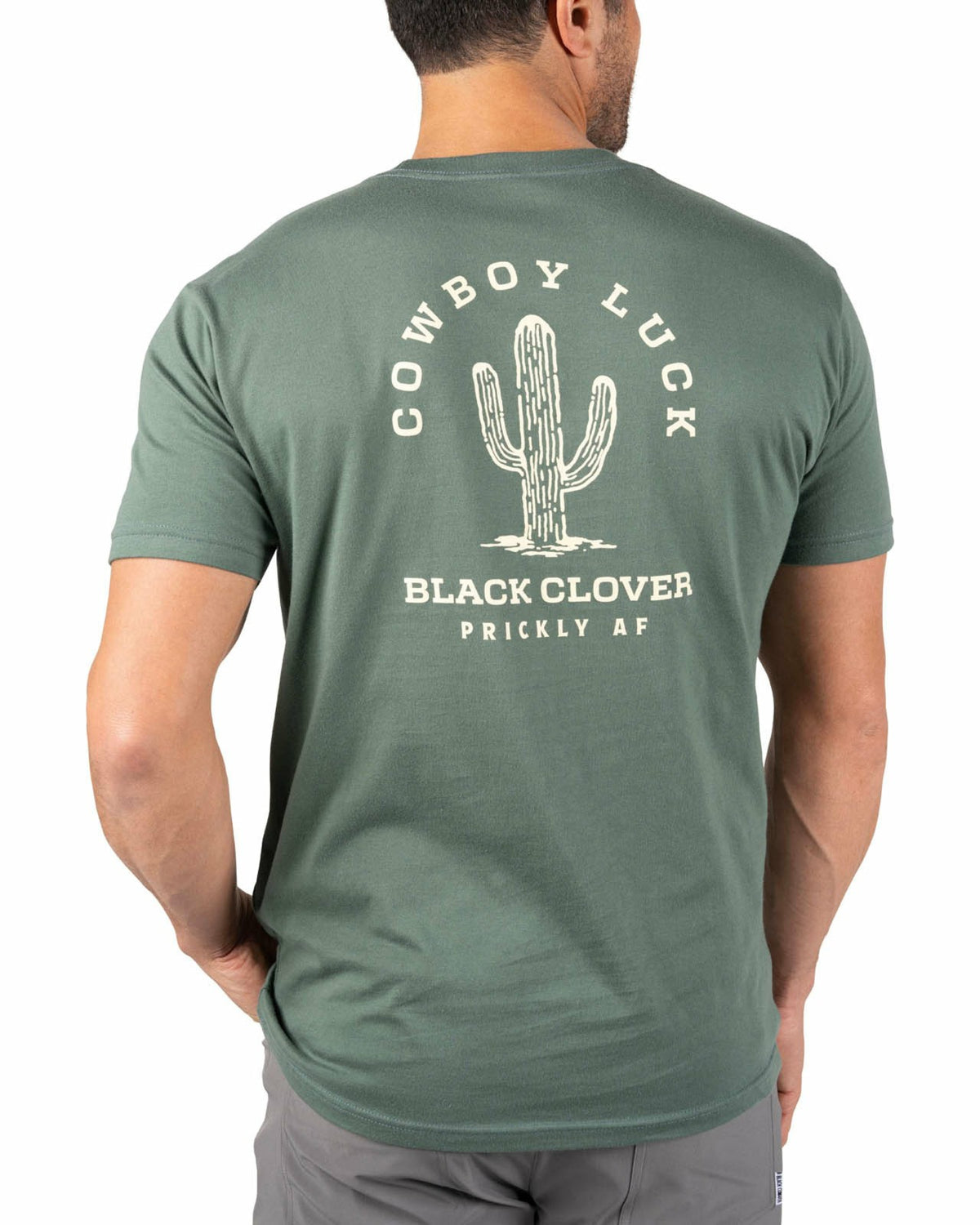 Black Clover Retro Western Men's Green Graphic Tee with Cactus