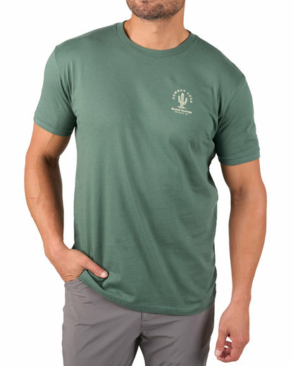 Black Clover Retro Western Men's Green Graphic Tee with Cactus