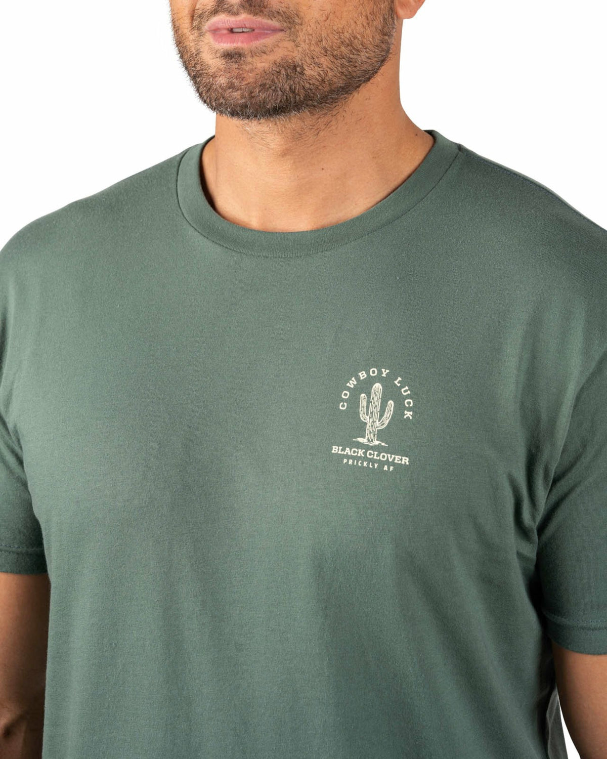 Black Clover Retro Western Men's Green Graphic Tee with Cactus