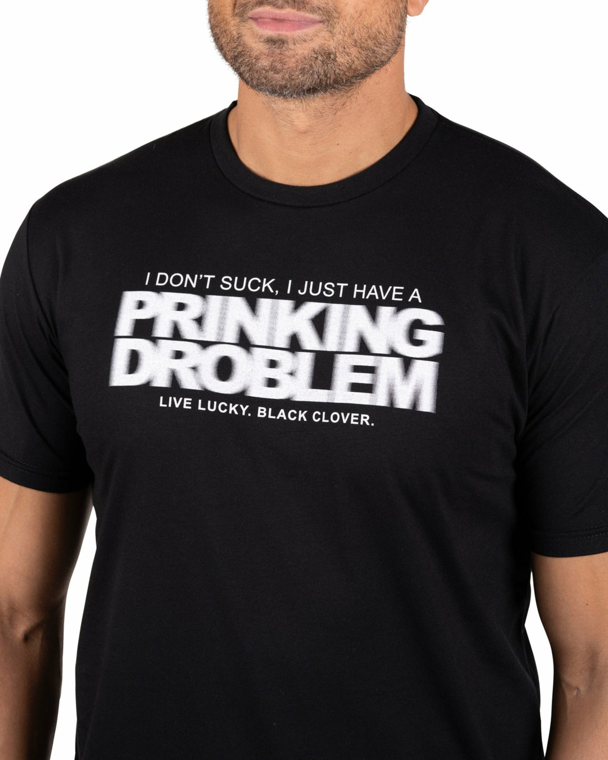Black Clover Playful Men's Black Graphic Tee for Golf and Casual Wear