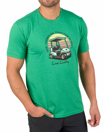 Black Clover Playful Men's Green Graphic Tee for Golf