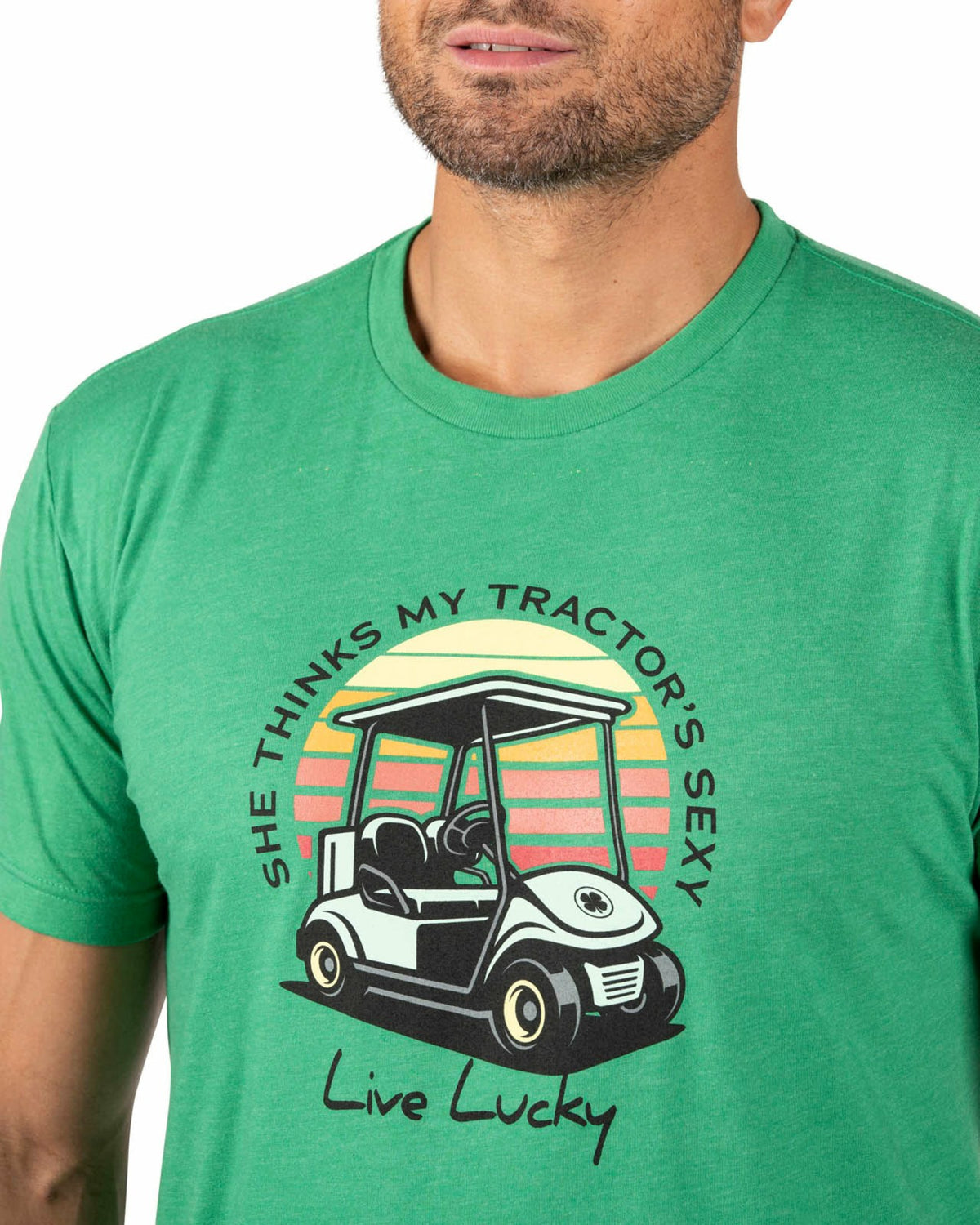 Black Clover Playful Men's Green Graphic Tee for Golf