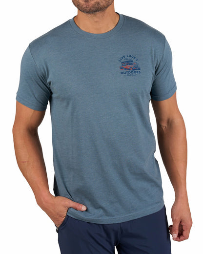 Black Clover Retro Men's Blue Graphic Tee for Outdoor Lifestyle
