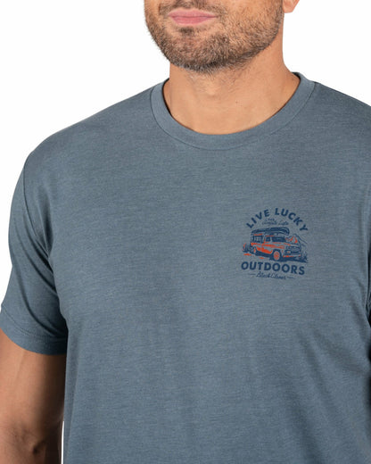 Black Clover Retro Men's Blue Graphic Tee for Outdoor Lifestyle