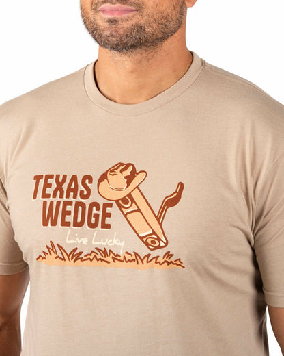 Black Clover Super Soft Men's Tan Texas Golf Themed Graphic Tee