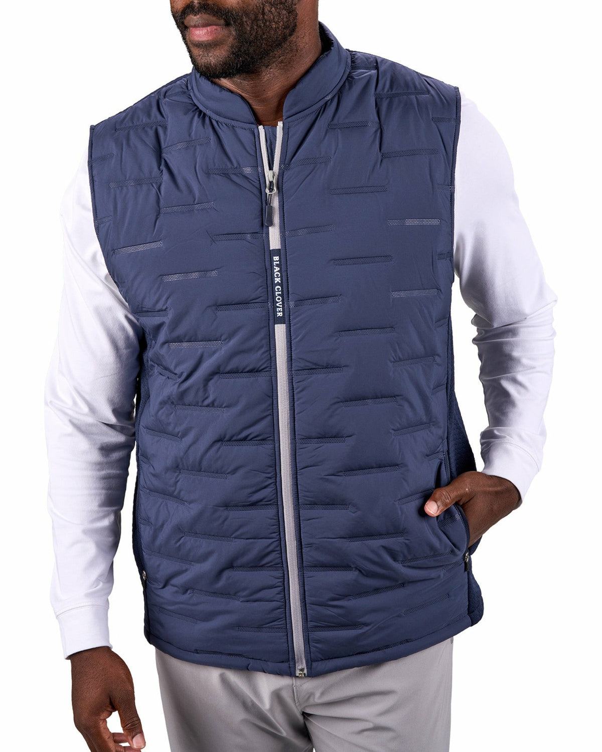 Black Clover Trendy Men's Navy Blue Golf Vest for Everyday Style