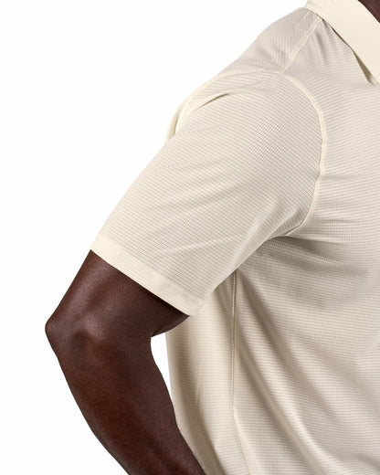 Black Clover Men's Off-White Mesh Performance Polo for Golf or Business