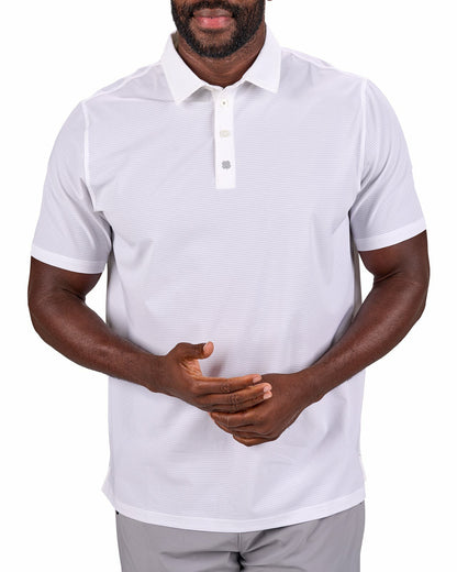Black Clover Men's White Mesh Performance Polo for Golf or Business