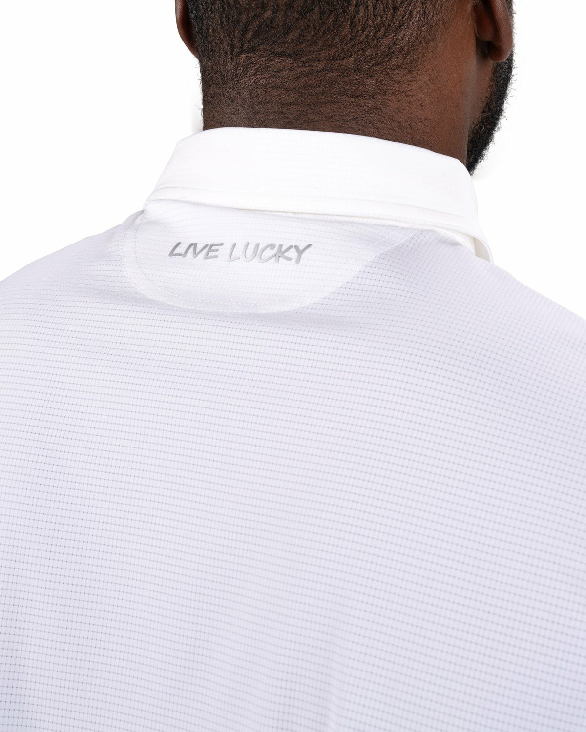 Black Clover Men's White Mesh Performance Polo for Golf or Business