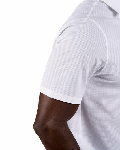 Black Clover Men's White Mesh Performance Polo for Golf or Business