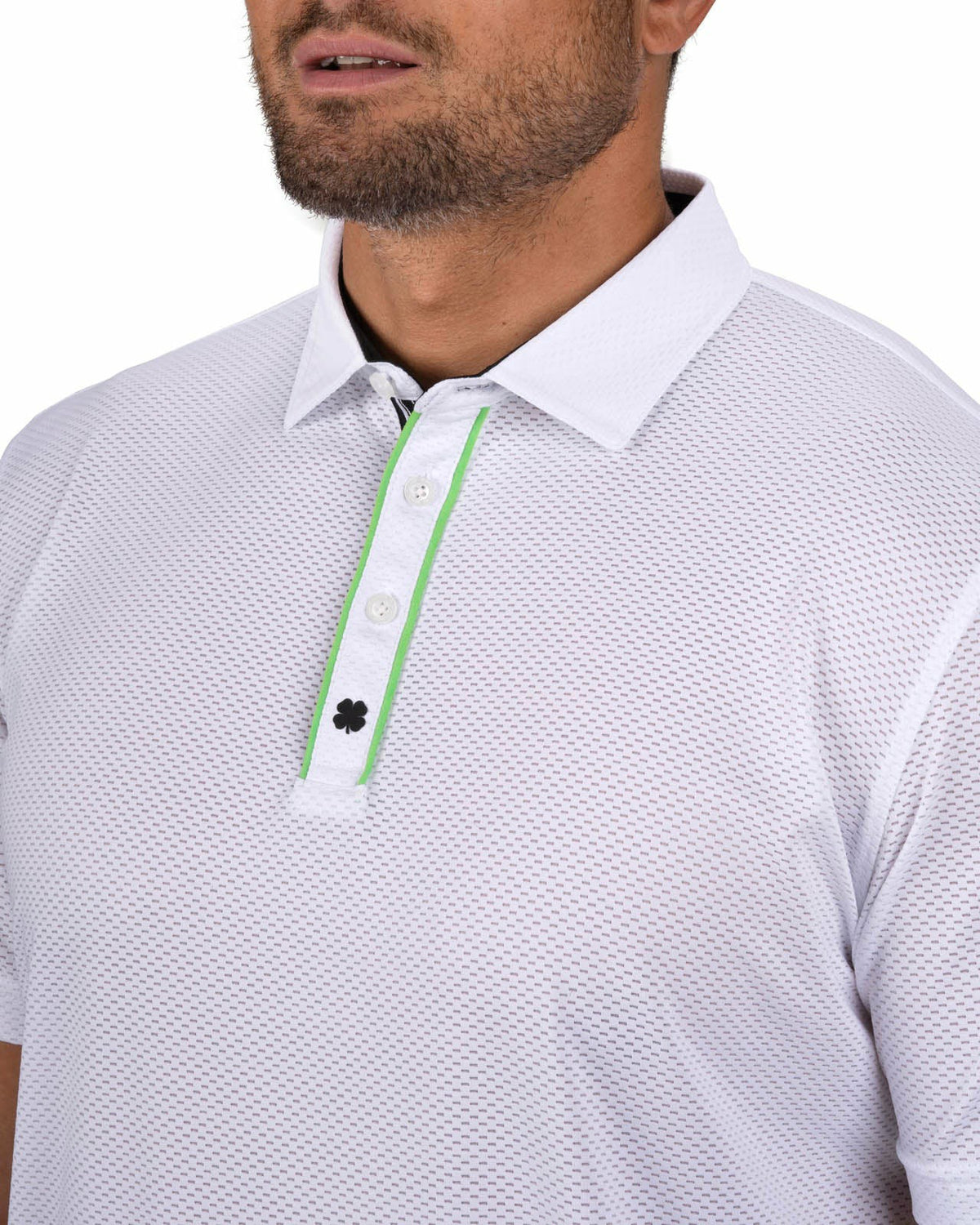 Black Clover Breathable Men's White Golf Polo for Classic Style