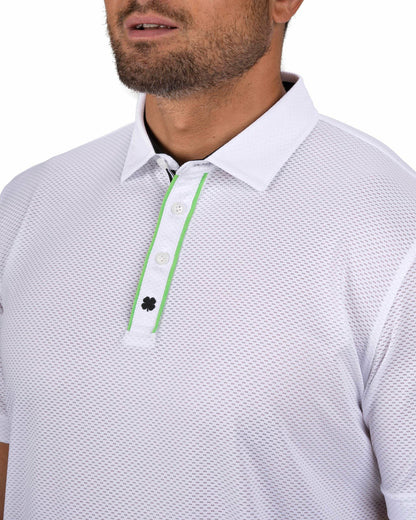 Black Clover Breathable Men's White Golf Polo for Classic Style