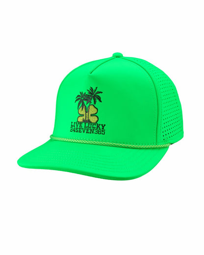 Black Clover Adjustable Tropical Green Hat for Golf and Lifestyle