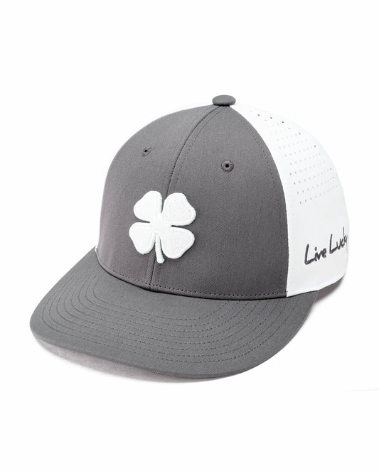 Black Clover White and Grey Perforated Golf Hat with Clover