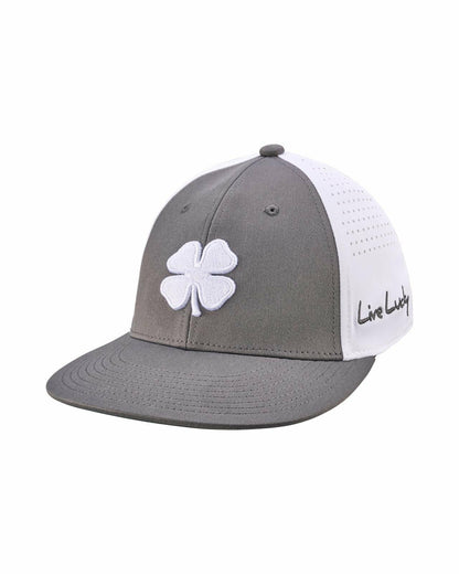 Black Clover White and Grey Perforated Golf Hat with Clover