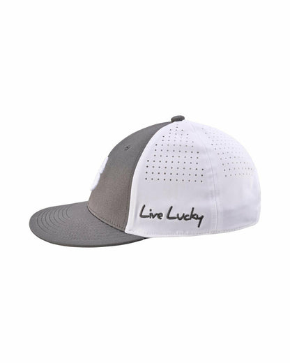 Black Clover White and Grey Perforated Golf Hat with Clover