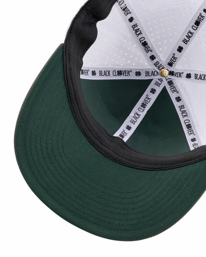 Black Clover White and Grey Perforated Golf Hat with Clover