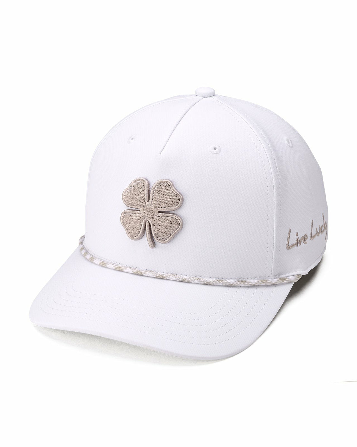 Black Clover Unisex White Summer Rope Snapback Hat with Silver Clover Logo