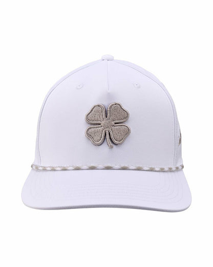 Black Clover Unisex White Summer Rope Snapback Hat with Silver Clover Logo