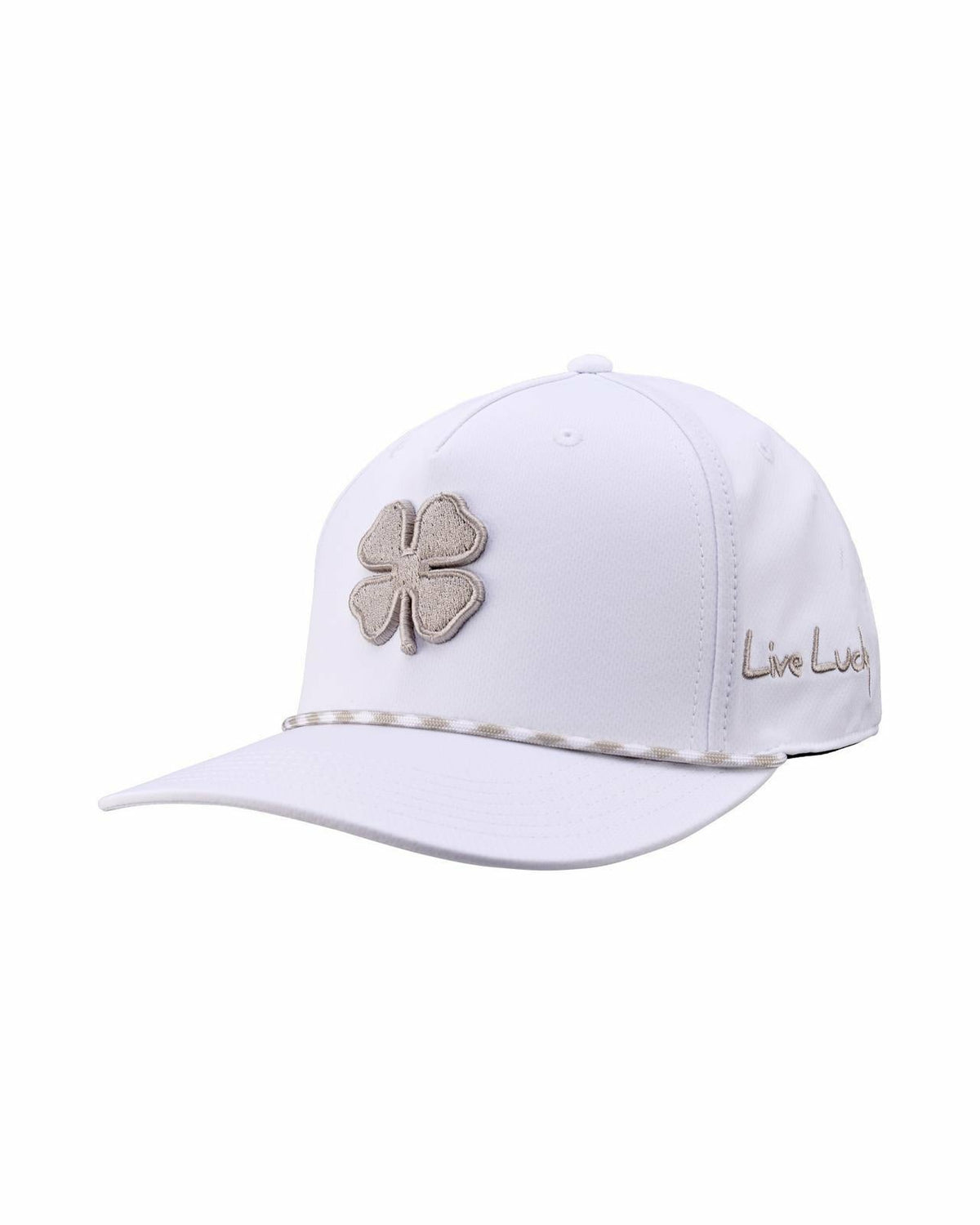 Black Clover Unisex White Summer Rope Snapback Hat with Silver Clover Logo
