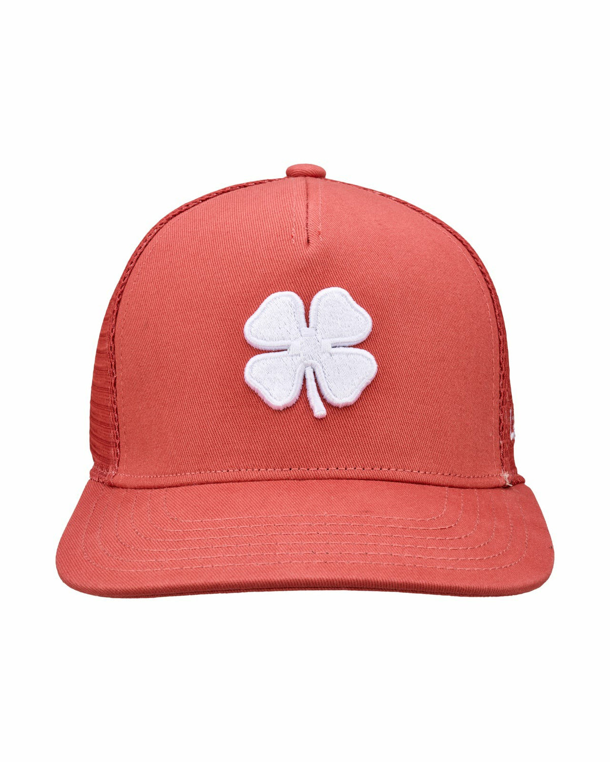 Black Clover Pink Adjustable Hat with Mesh Back and White Embroidered Clover