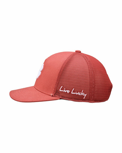 Black Clover Pink Adjustable Hat with Mesh Back and White Embroidered Clover