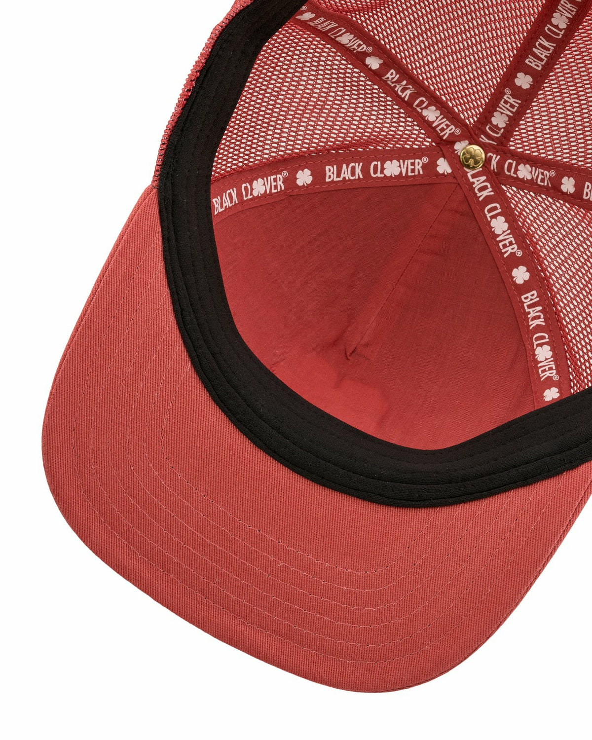 Black Clover Pink Adjustable Hat with Mesh Back and White Embroidered Clover