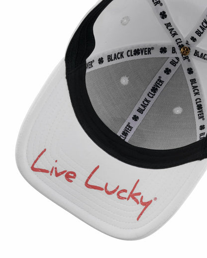 Black Clover White and Brandy Premium Clover Hat For Golf and Lifestyle