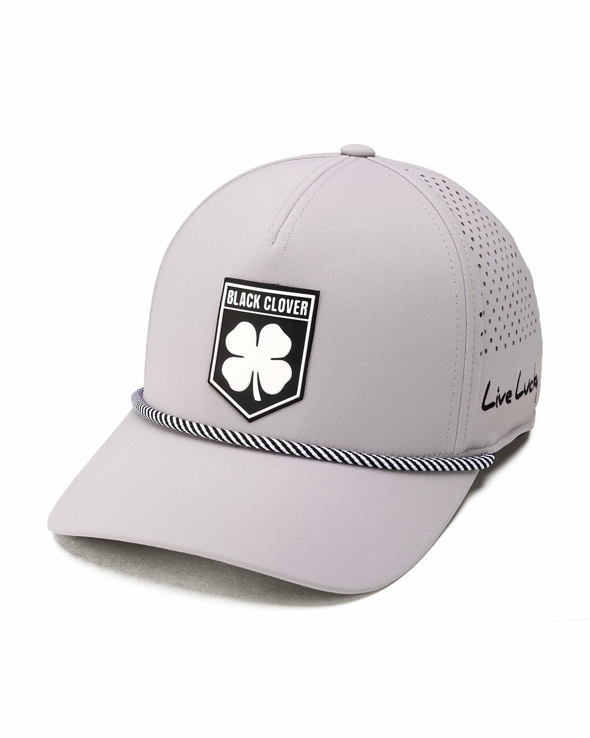 Black Clover Breathable Silver Golf Hat with Rope and Patch