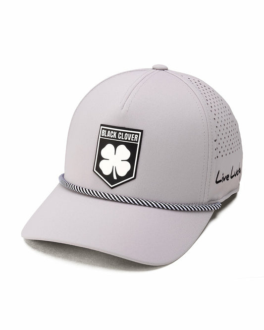 Black Clover Breathable Silver Golf Hat with Rope and Patch