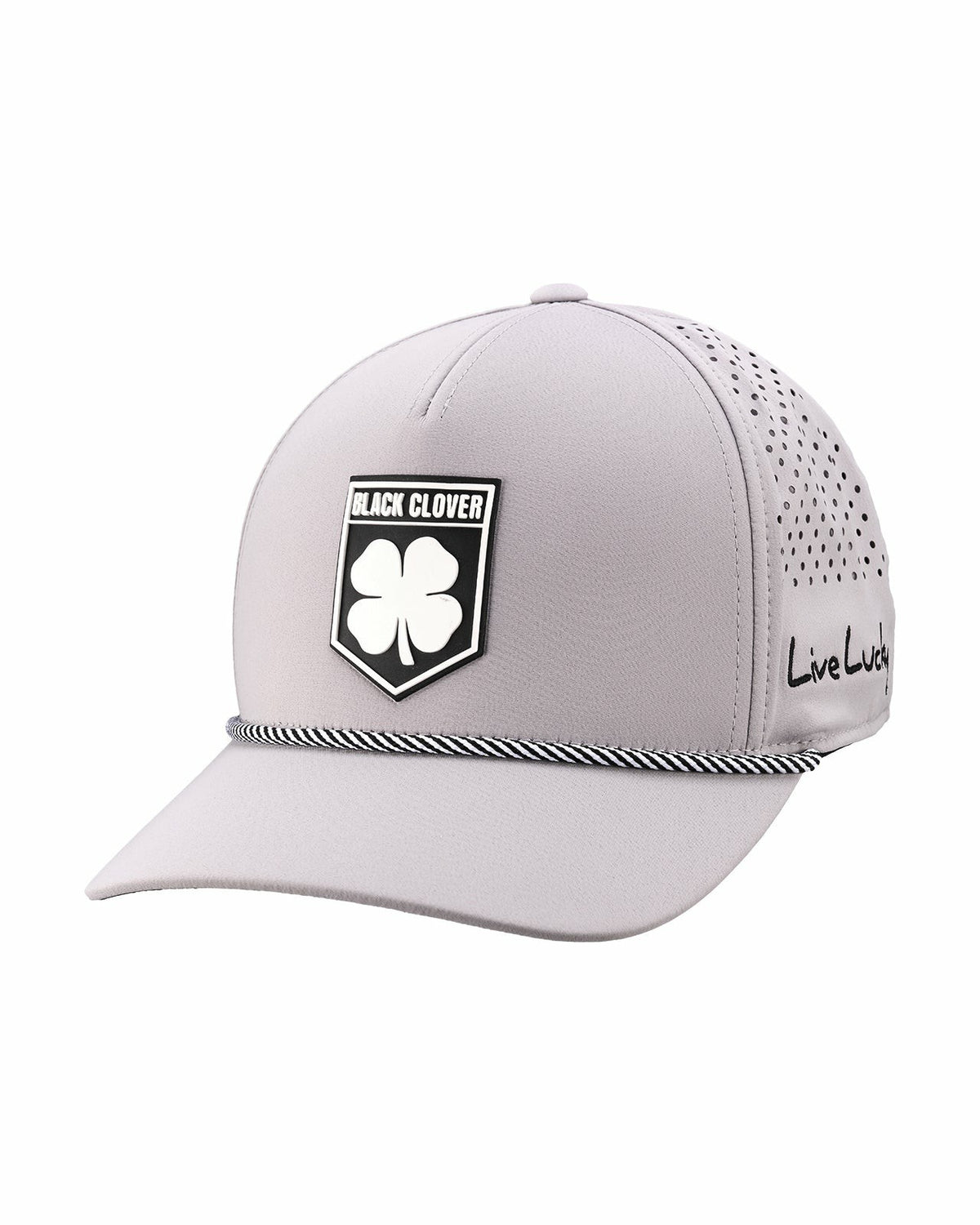Black Clover Breathable Silver Golf Hat with Rope and Patch