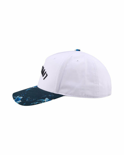 Black Clover Tropical Vintage-Inspired White and Blue Floral Hat