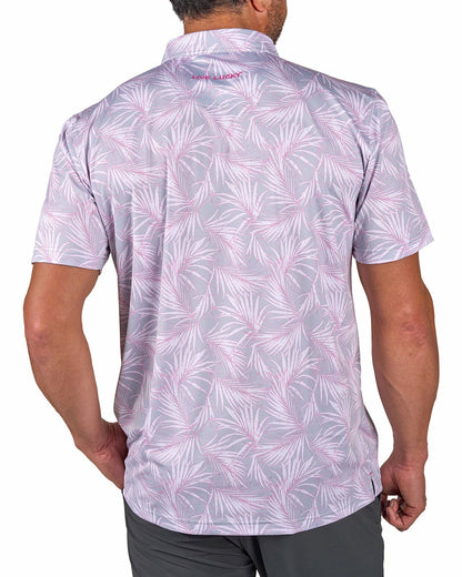 Black Clover Pink and Gray Tropical Patterned Men's Golf or Business Polo