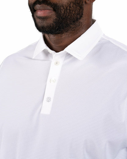 Black Clover Men's White Mesh Performance Polo for Golf or Business