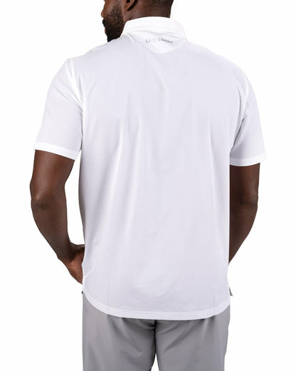 Black Clover Men's White Mesh Performance Polo for Golf or Business