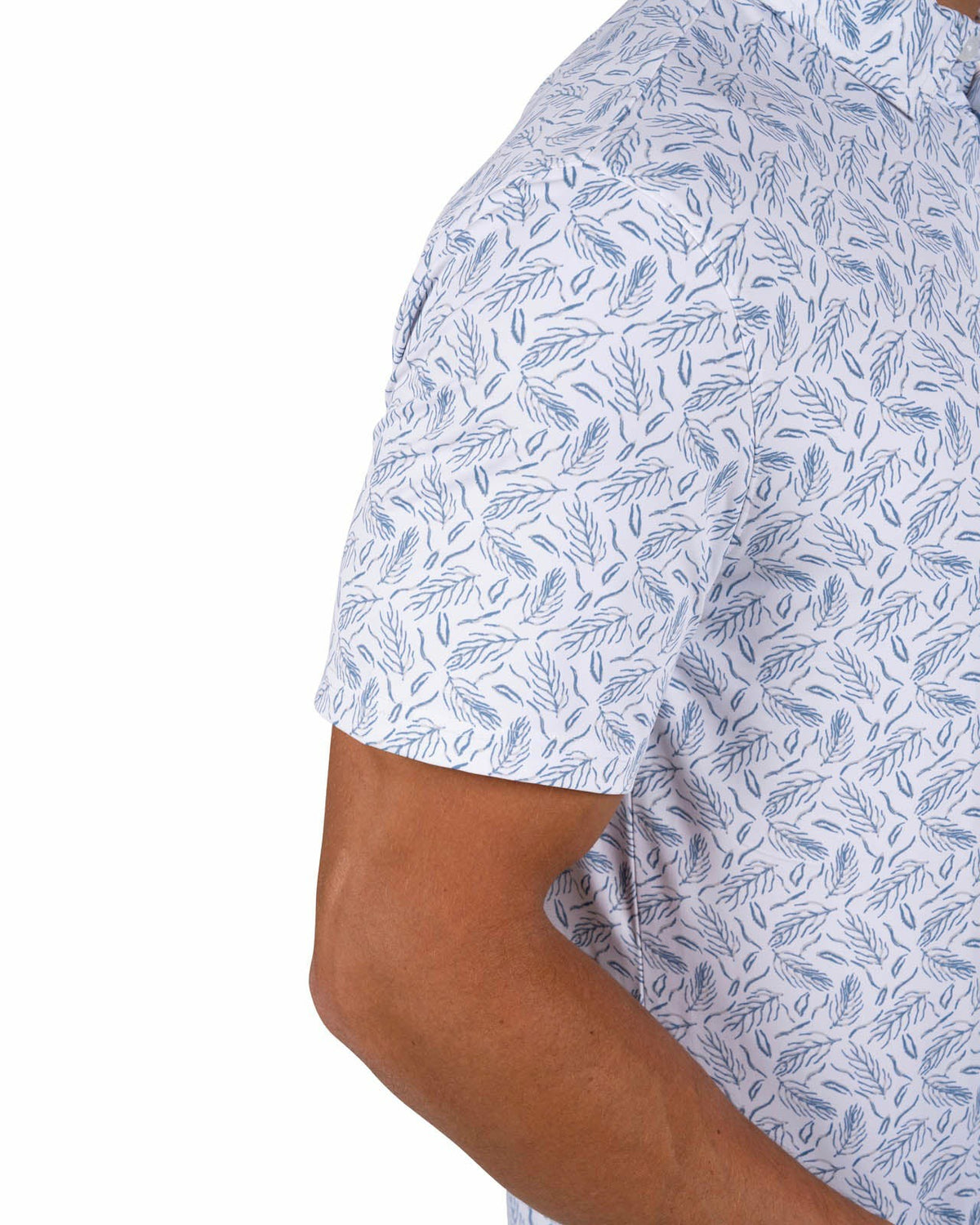 Black Clover Men's Stylish White Golf Polo with Feather Pattern