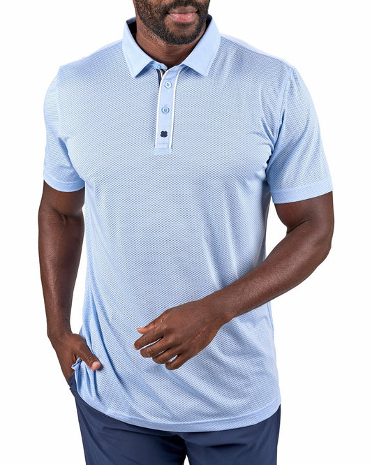 Black Clover Breathable Men's Light Blue Golf Polo for Classic Style